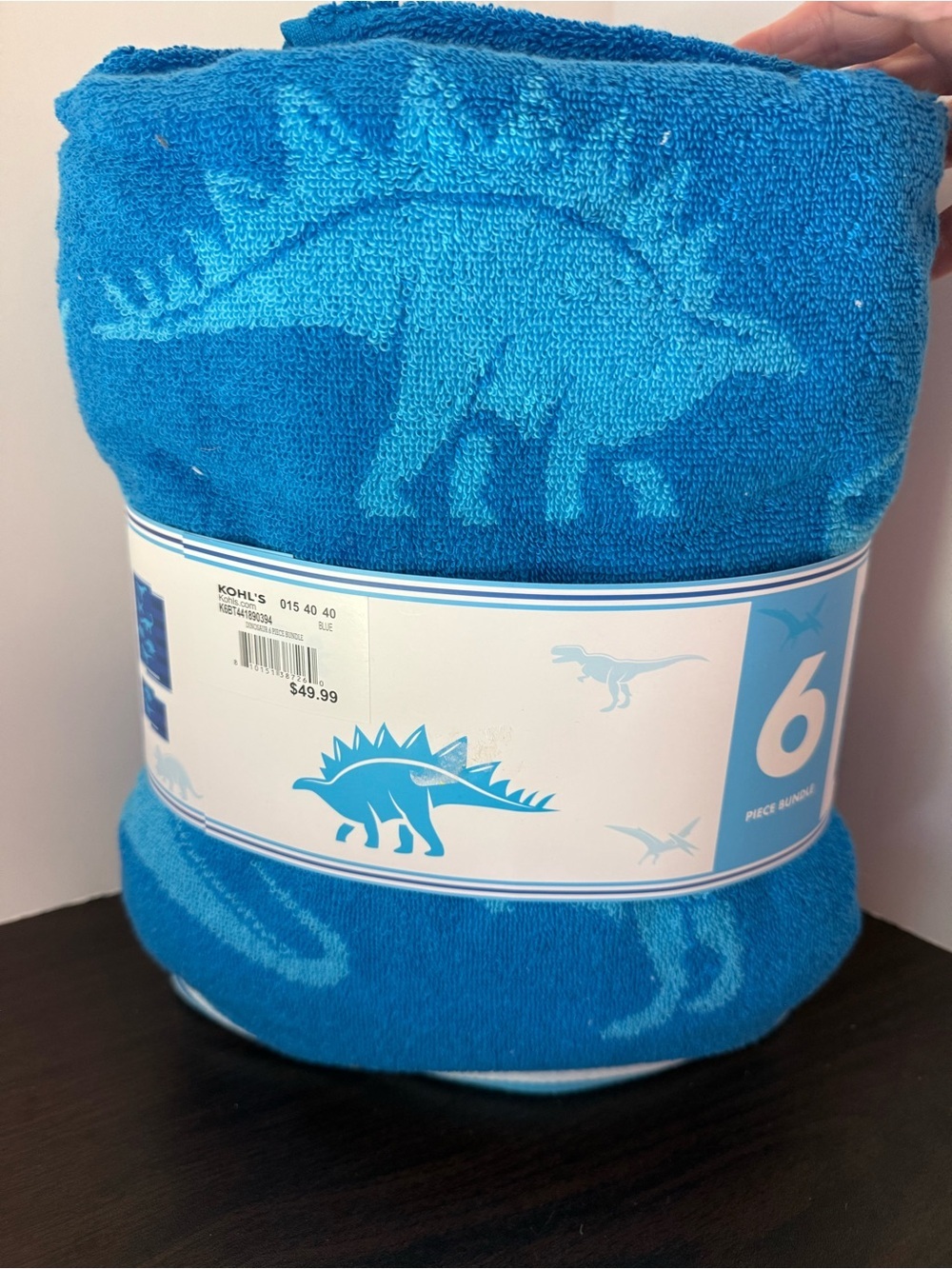 Blue Dinosaur Bath Towel Set 6 piece set NWT